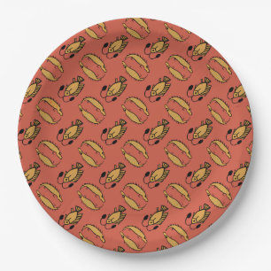 Egyptian Fish and Crocodile on Red Paper Plate