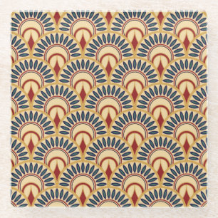 Egyptian Fish Scales: Seamless Motif. Glass Coaster
