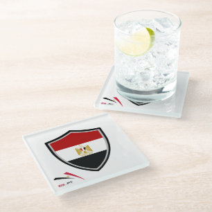 Egyptian flag glass coaster