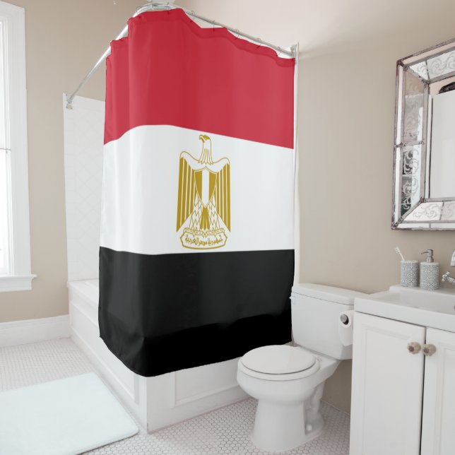 Egyptian flag shower curtain (In Situ)
