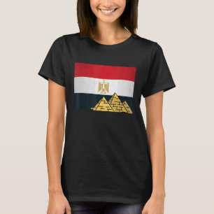 Egyptian Flag With The Giza Pyramids Egyptology T-Shirt