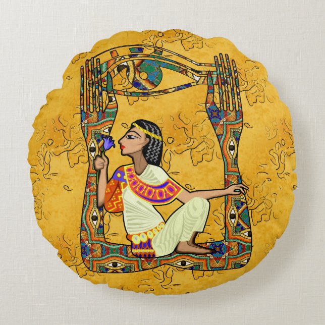 Egyptian Fusion Round Cushion (Front)