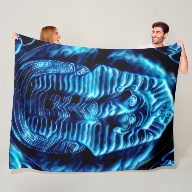 Egyptian Ghost Pharaoh Phantom Airbrush Fleece Blanket (In Situ)