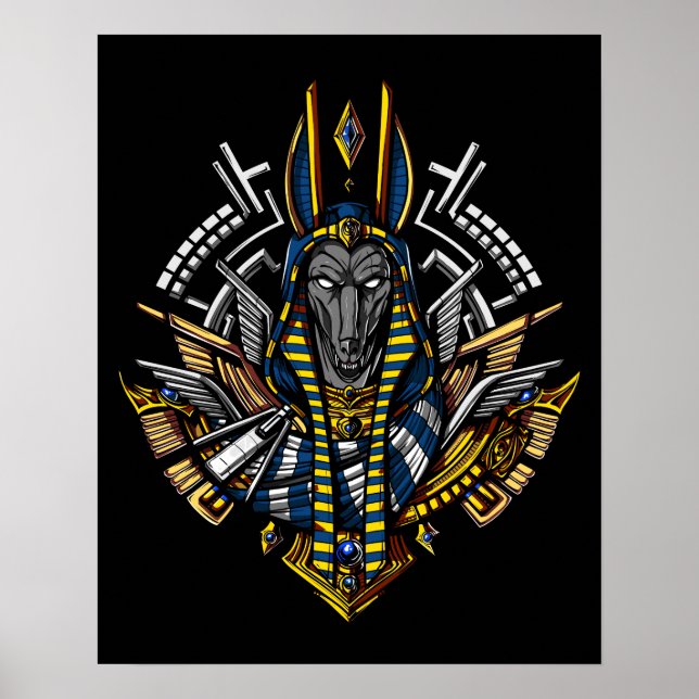 Egyptian God Anubis Ancient Wolf Pharaoh Poster (Front)