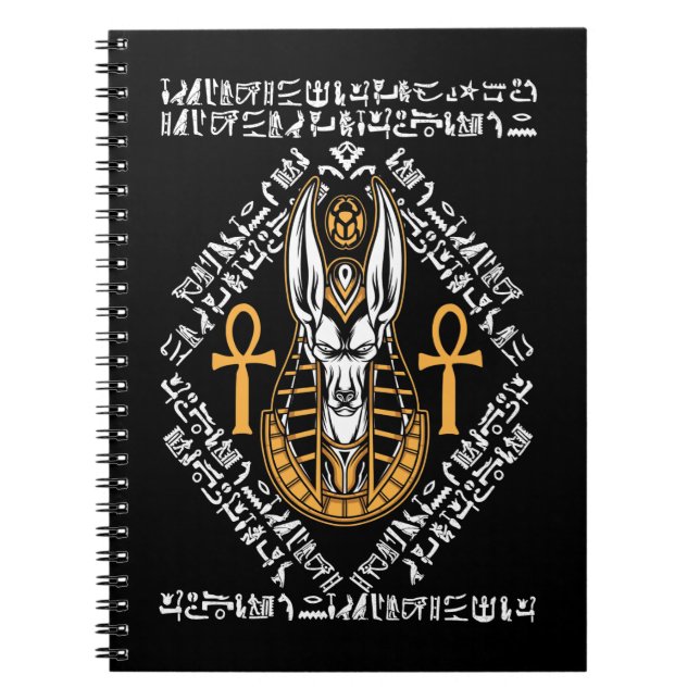 Egyptian God Anubis Ankh Egypt Hieroglyphs Notebook (Front)