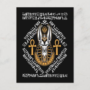 Egyptian God Anubis Ankh Egypt Hieroglyphs Postcard