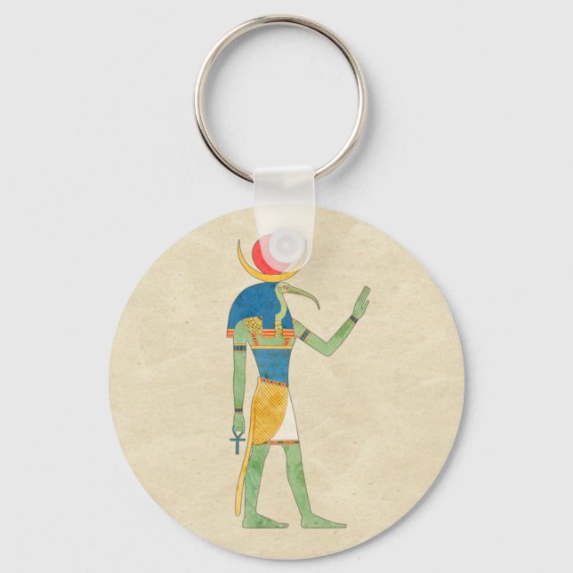 Egyptian God Thoth Vintage Illustration Key Ring (Front)