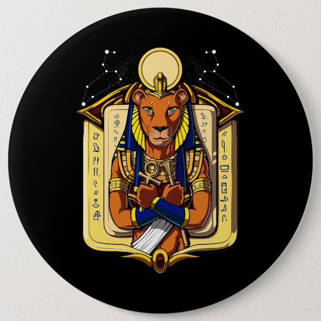 Egyptian Goddess Lioness Sekhmet God Bastet 6 Cm Round Badge (Front)