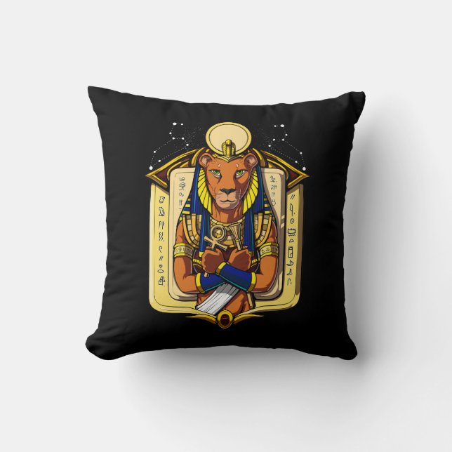 Egyptian Goddess Lioness Sekhmet God Bastet Cushion (Front)