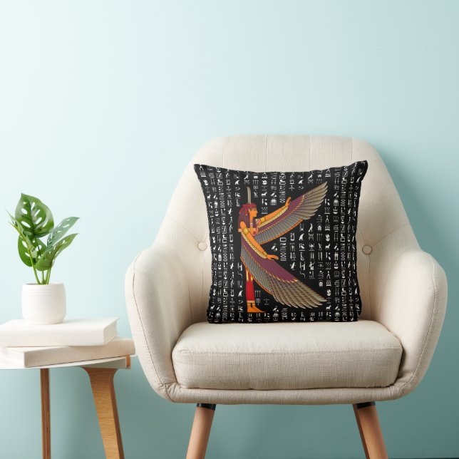 Egyptian Goddess Maat Throw Pillow (Chair)