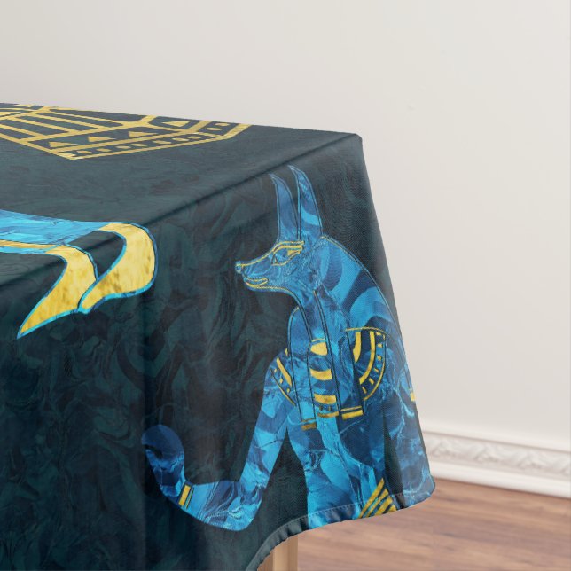 Egyptian  Gold and blue glass pattern Tablecloth (In Situ)