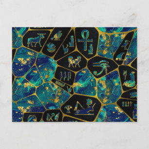 Egyptian  Gold and Marble Voronoi diagram Postcard