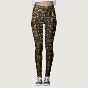 Egyptian Gold Hieroglyphic Leggings