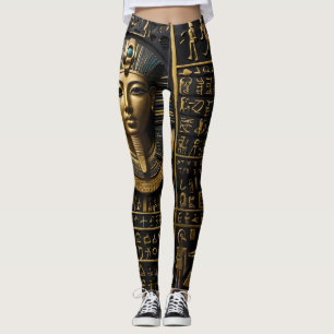 Egyptian Gold Hieroglyphic Leggings