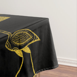Egyptian Gold hieroglyphs and symbols collage Tablecloth