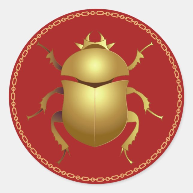 Egyptian Gold Scarab Classic Round Sticker (Front)