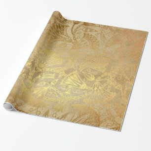 Egyptian Gold Scroll Design Gift Wrapping Paper