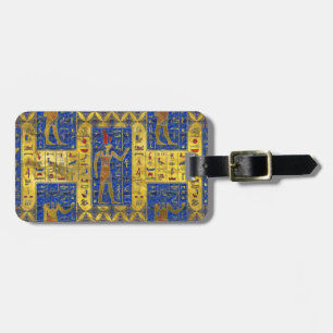 Egyptian  Gold  symbols on Lapis Lazuli Luggage Tag