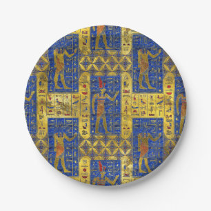 Egyptian  Gold  symbols on Lapis Lazuli Paper Plate
