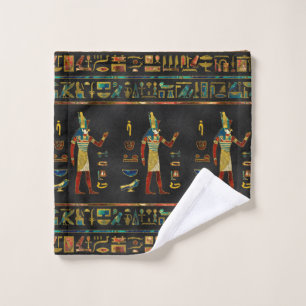 Egyptian  Gold, Teal and Red  glass pattern Wash Cloth