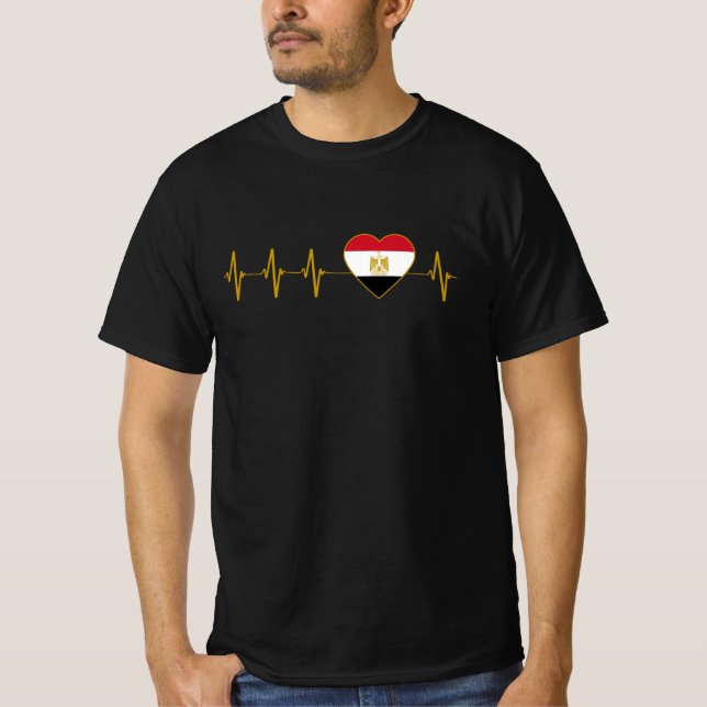 Egyptian Heartbeat I Love Egypt Flag Heart Pride T-Shirt (Front)