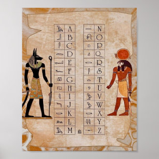 Egyptian hieroglyph Alphabet chart Ancient poster