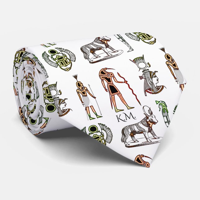 Egyptian Hieroglyph Tie Unique Gift Monogram (Rolled)