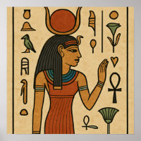 Egyptian Hieroglyphic Art Ancient Symbols Poster