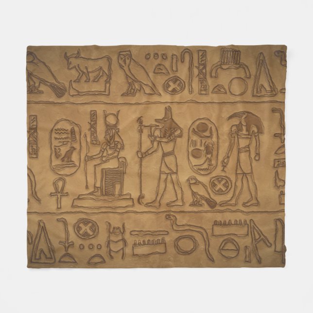 Egyptian Hieroglyphic Art Fleece Blanket (Front (Horizontal))