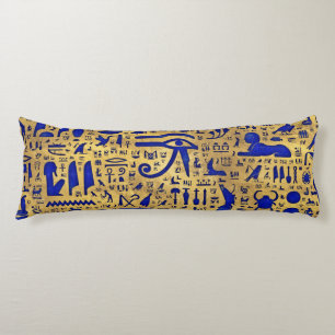 Egyptian hieroglyphic Lapis Lazuli and Gold Body Cushion
