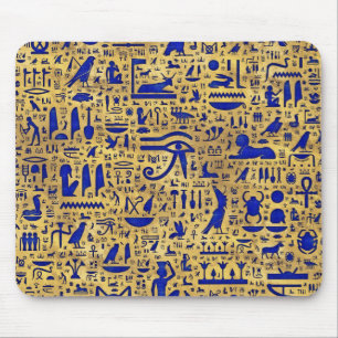 Egyptian hieroglyphic Lapis Lazuli and Gold Mouse Pad