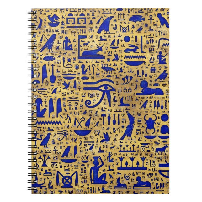 Egyptian hieroglyphic Lapis Lazuli and Gold Notebook (Front)