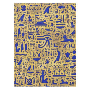 Egyptian hieroglyphic Lapis Lazuli and Gold Tablecloth