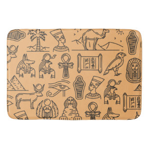 Egyptian Hieroglyphic Symbol Background   Bath Mat