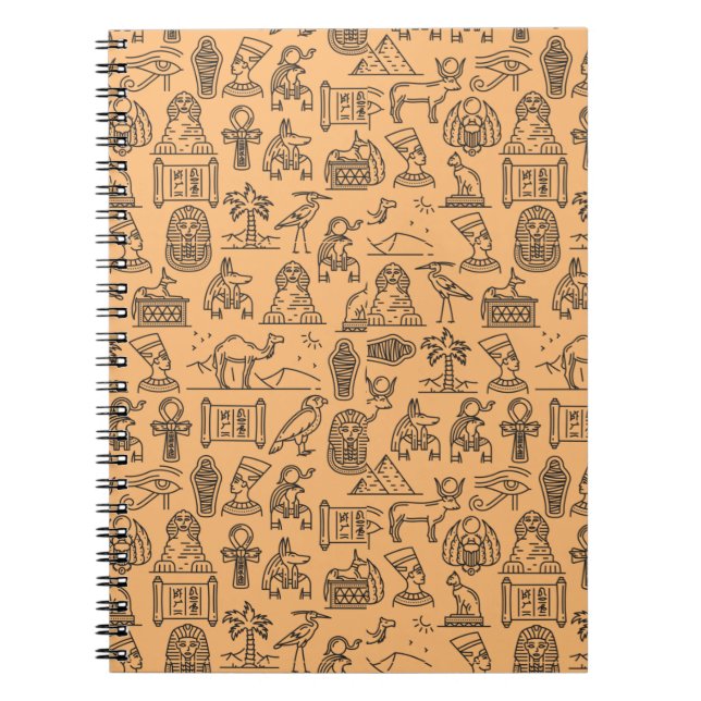 Egyptian Hieroglyphic Symbol Background       Notebook (Front)