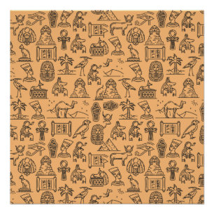 Egyptian Hieroglyphic Symbol Background       Poster