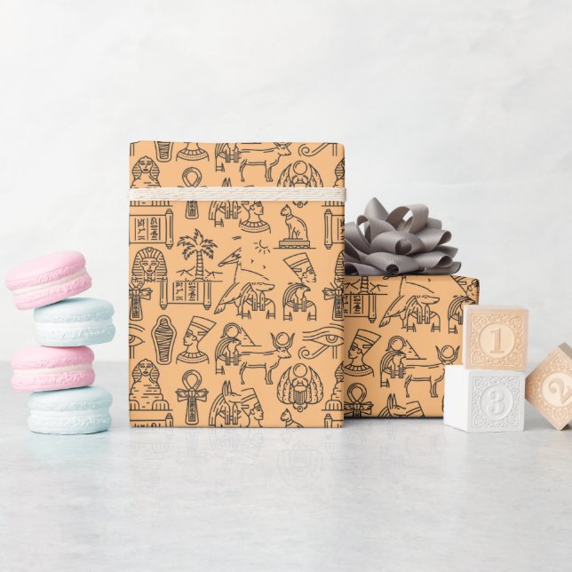 Egyptian Hieroglyphic Symbol Background            Wrapping Paper (Baby Shower)
