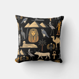 Egyptian Hieroglyphic Symbol Pattern Background Cushion