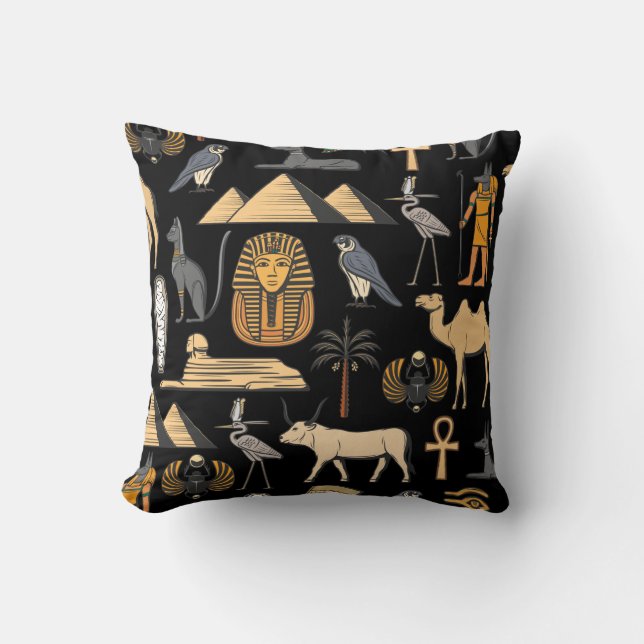  Egyptian Hieroglyphic Symbol Pattern Background   Cushion (Front)