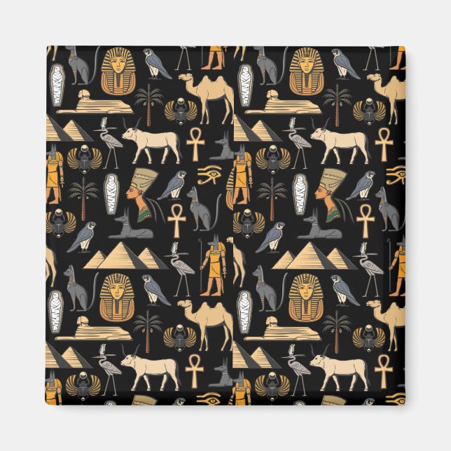 Egyptian Hieroglyphic Symbol Pattern Background   Magnet (Front)