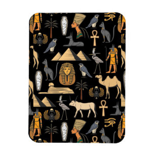 Egyptian Hieroglyphic Symbol Pattern Background Magnet