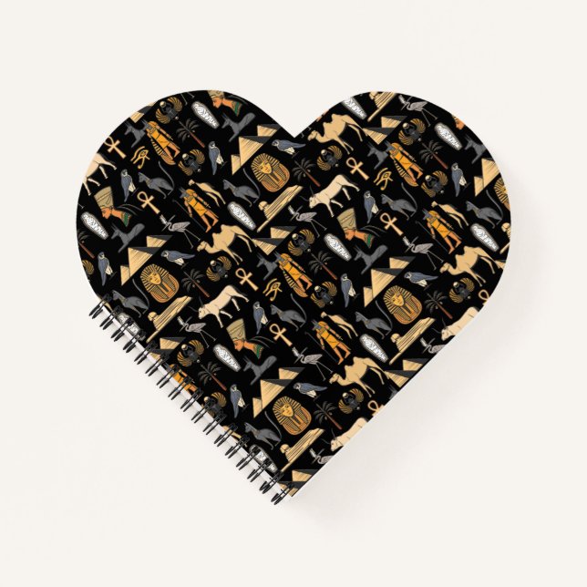  Egyptian Hieroglyphic Symbol Pattern Background   Notebook (Front)