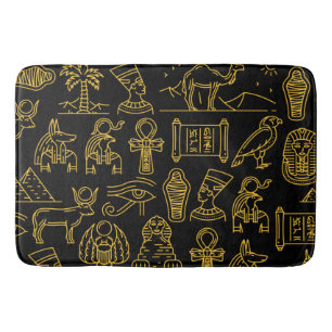 Egyptian Hieroglyphic Symbol Pattern Bath Mat