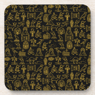 Egyptian Hieroglyphic Symbol Pattern Coaster