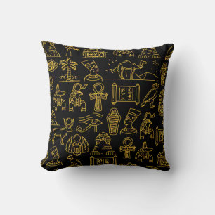Egyptian Hieroglyphic Symbol Pattern   Cushion