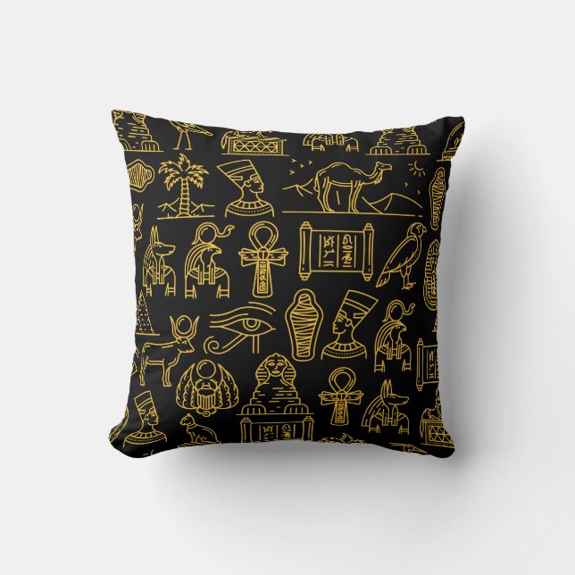 Egyptian Hieroglyphic Symbol Pattern   Cushion (Front)