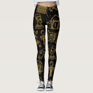 Egyptian Hieroglyphic Symbol Pattern Leggings
