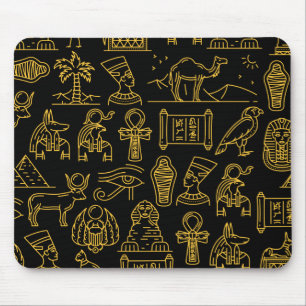 Egyptian Hieroglyphic Symbol Pattern Mouse Pad