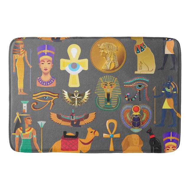 Egyptian Hieroglyphic Symbol Pattern pharaoh    Bath Mat (Front)