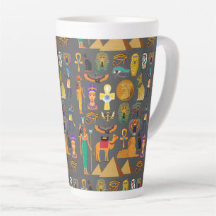 Egyptian Hieroglyphic Symbol Pattern pharaoh Latte Mug